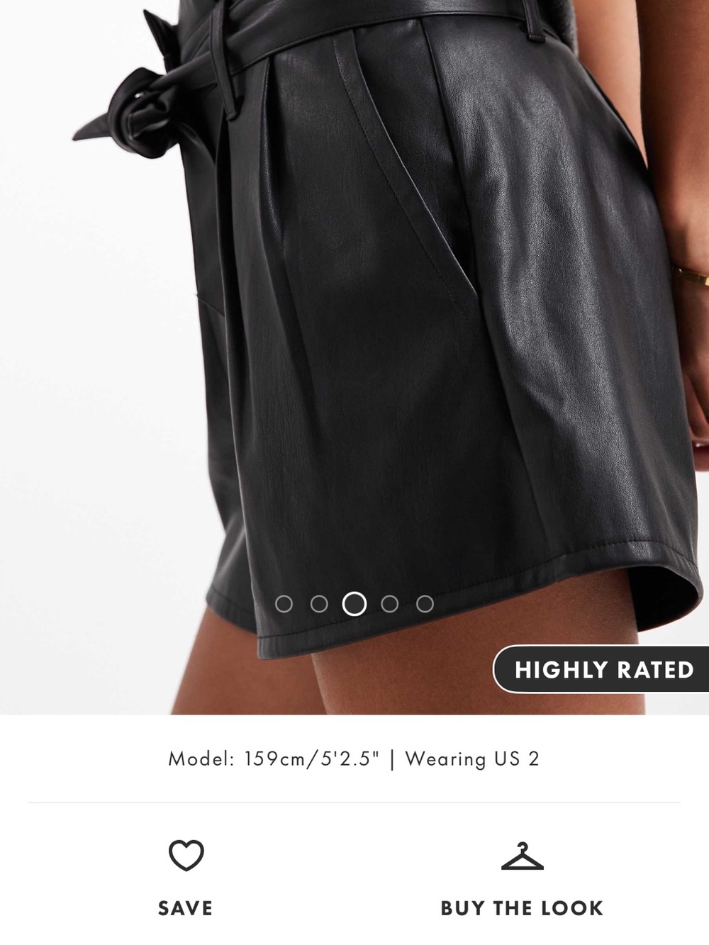ASOS Black High-Waist Faux Leather Tie Belt Shorts